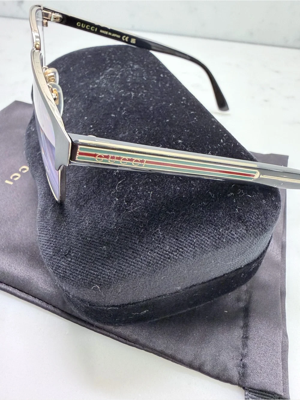 Gucci Black and Gold Men’s Metal-Acetate Semi-Rim Glasses GG03830